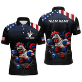 Maxcorners Custom American Flag Funny Chicken Bowling Team Jersey for Men Polo Bowling Shirt MT1810