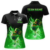 Maxcorners Custom Bowling Shirt Unisex Green Shamrock Lucky Clover Polo Bowling Jersey