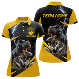 Maxcorners Yellow & Black Thunder Dinosaur Bowling Shirts Custom Bowling Polo Jersey for Men Women