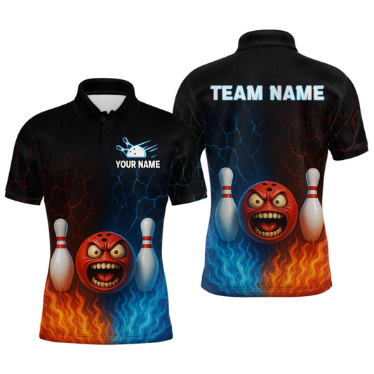 Maxcorners Custom 3D Crazy Bowling Shirt for Team Flame & Water Bowling Jersey for Men Polo & 1/4-Zip Bowling Unisex LM1203