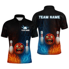 Maxcorners Custom 3D Crazy Bowling Shirt for Team Flame & Water Bowling Jersey for Men Polo & 1/4-Zip Bowling Unisex TU1908
