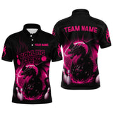 Maxcorners Pink Flame Dragon Bowling Shirt Custom Strike Bowling Team Jersey for Men Uniform LM2707