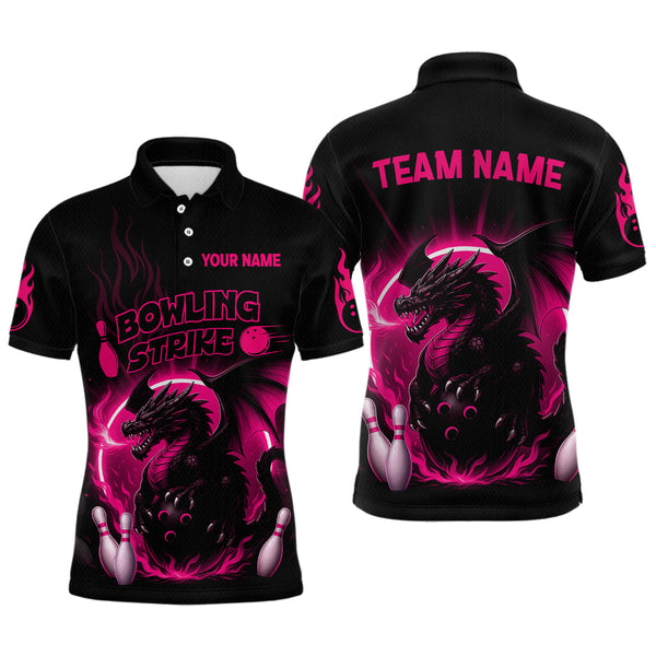Maxcorners Pink Flame Dragon Bowling Shirt Custom Strike Bowling Team Jersey for Men Uniform LM2707