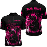 Maxcorners Pink Flame Dragon Bowling Shirt Custom Strike Bowling Team Jersey for Men Uniform LM2707