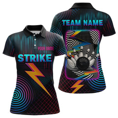 Maxcorners Bowling Shirt Strike Neon Lightning Custom Team Jersey for Men Graphic Bowling Uniform LM2707