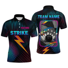 Maxcorners Bowling Shirt Strike Neon Lightning Custom Team Jersey for Men Graphic Bowling Uniform LM2707
