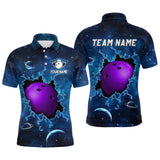 Maxcorners Custom 3D Bowling Polo Shirt Purple & Blue Bowling Team Jersey Unisex Bowling Outfit