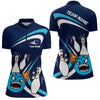 Maxcorners Custom Crazy Bowling Shirt For Men Women Bowling Polo Shirt Blue Bowling Outfit