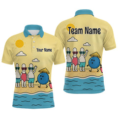 Maxcorners Summer Bowling Shirt Custom Polo Bowling Jersey Funny Bowling Pins and Ball TU0506