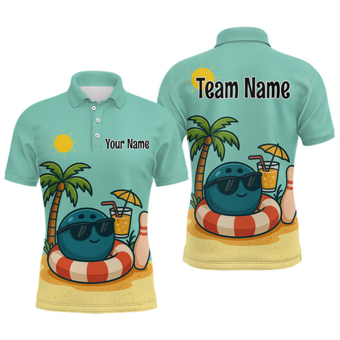 Maxcorners Summer Funny Bowling Jersey for Men and Women Custom Polo Bowling Shirt Bowling League Team Outfit TU0506