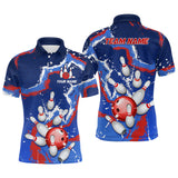 Maxcorners Blue Red White Bowling Jersey Customized Name 3D Shirt