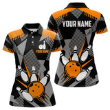 Maxcorners Orange Camo Bowling Jersey Customized Name 3D Shirt