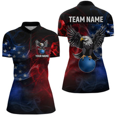 Maxcorners Personalized American Bowling Shirts Men Women Eagle Polo Bowling Team Jersey
