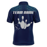 Maxcorners Biue Hexagon Patterrn Bowling Player Customized Name And Team Name 3D Shirt