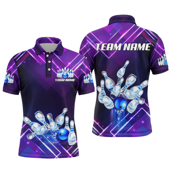 Maxcorners Purple Lightning Bowling Customized Name And Team Name 3D Shirt