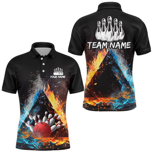 Maxcorners Bowling Fire And Water Customized Name And Team Name 3D Shirt