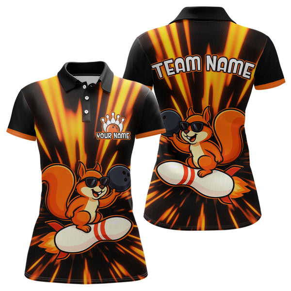 Maxcorners Funny Squirrel Bowling Team Shirt Custom Bowling League Jersey for Men Bowling Outfit Polo & 1/4-Zip MT0609
