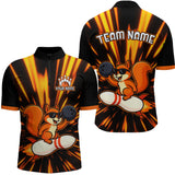 Maxcorners Funny Squirrel Bowling Team Shirt Custom Bowling League Jersey for Men Bowling Outfit Polo & 1/4-Zip MT0609