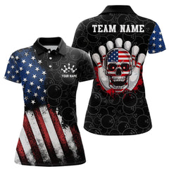 Maxcorners Skull Bowling Polo Shirt Us Flag Bowling Jersey Bowling Camo Bowling Customized For Men And Women