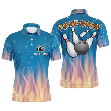 Maxcorners Custom Bowling Shirt Camo Christmas Bowling Jersey For Men Bowling Team League Polo Shirt Christmas Gift Shirt