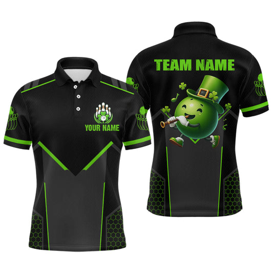 Maxcorners Personalized St Patrick Day Bowling Shirt Quarter-Zip Green Bowling Jersey Team League