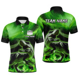 Maxcorners Personalized Green Dinosaur Bowling Shirt Bowling Polo Team League for Men Women