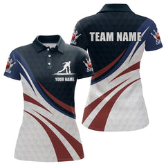 Maxcorners Personalized Red Blue & White Bowling Shirt Patriotic Polo Bowling Jersey for Men & Women