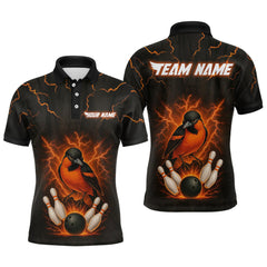 Maxcorners Custom Thunder Lightning Orioles Bowling Shirt Polo & Quarter-Zip Bowling Team League Bowling Jersey MT1607
