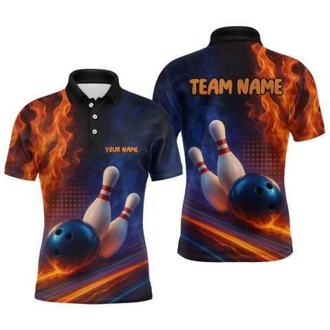 Maxcorners Custom Bowling Polo Shirts 3D for Men Bowling Jersey Polo & Quarter-Zip Gift MT1408