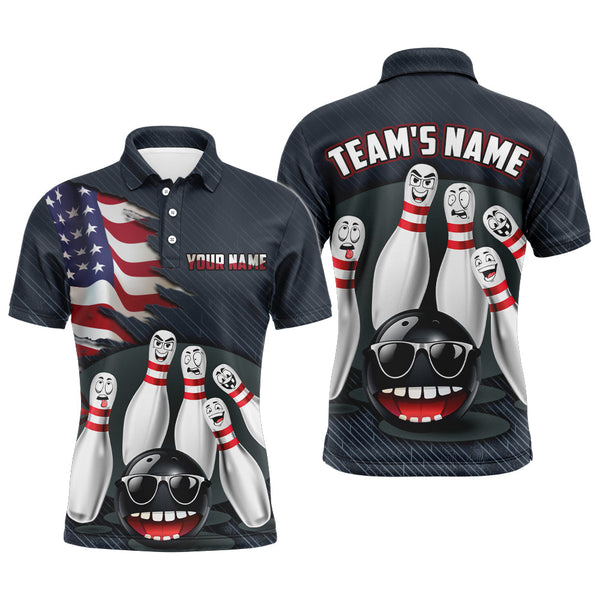 MaxCorners Funny American Customized Name 3D And Team Name Bowlings Polo Shirt For Men
