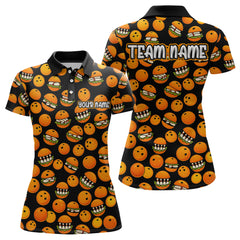 Maxcorners Funny Orange Humburger Bowling Shirt for Men Bowling Team League Polo & Quarter-Zip Bowling Jersey MT1607