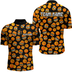 Maxcorners Funny Orange Humburger Bowling Shirt for Men Bowling Team League Polo & Quarter-Zip Bowling Jersey MT1607