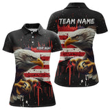 Maxcorners American Flag Bowling Shirt Custom Eagle Bowling Jersey For Men And Women Polo Bowling League LM0803