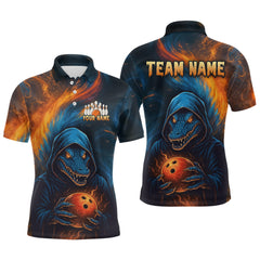 Maxcorners Custom Dinosaur Bowling Team Shirt Unisex Bowling Jersey for Men Polo & 1/4-Zip LM2408