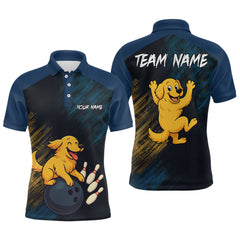 Maxcorners Funny Golden Retriever Dog Bowling Shirt for Men Custom Polo & Quarter-Zip Bowling Team Jersey LM2608