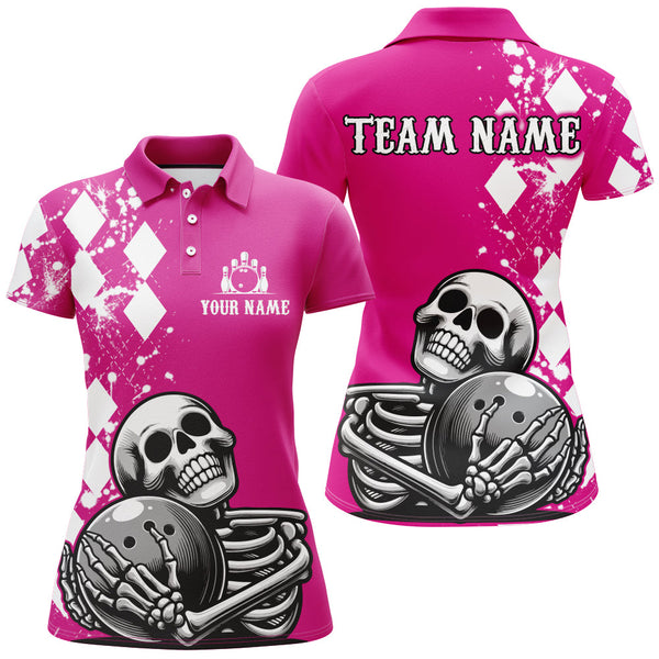 Maxcorners Skull Bowling Shirt Custom Bowling Jersey Bowling Polo Shirt LM0607