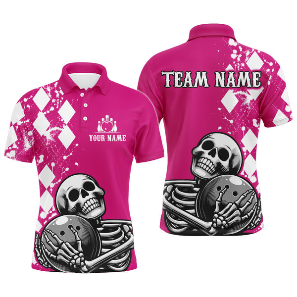 Maxcorners Skull Bowling Shirt Custom Bowling Jersey Bowling Polo Shirt LM0607