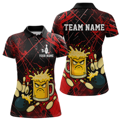 Maxcorners Custom Red Funny Beer Bowling Shirt Team Bowling League Jersey for Men Bowling Outfit LM1109