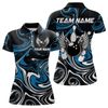 Maxcorners Personalized Bowling Shirt For Men And Women Bowling Team Jersey Blue Polo Shirt