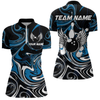 Maxcorners Personalized Bowling Shirt For Men And Women Bowling Team Jersey Blue Polo Shirt