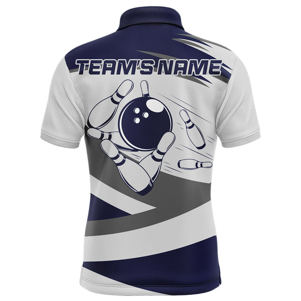 Maxcorners Navy & Grey Bowling Bowling Team League Customized Name And Team Name 3D Shirt