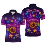 Maxcorners Custom Neon Bowling Shirt Polo & Quarter-Zip Shirts for Men Gift Bowling Jersey League TU1908