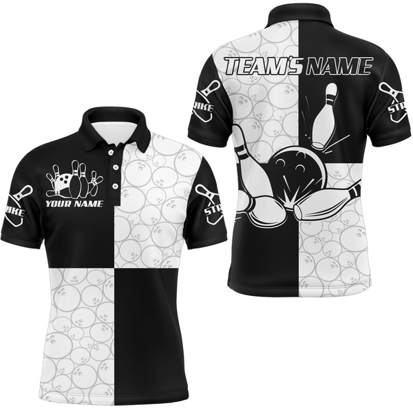 Maxcorners Black & White Bowling Customized Name And Team Name 3D Shirt