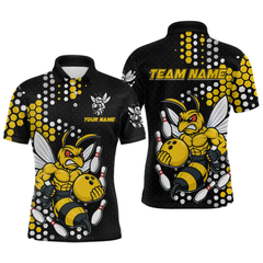Maxcorners Custom Funny Bee Bowling Team Shirt Bowling Jersey for Men Bowling Outfit Gifts MT1607