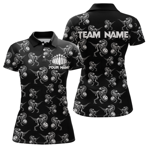 Maxcorners Custom Dinosaur Bowling Shirt For Men And Women Quarter-Zip Bowling League Bowling Outfit LM0803