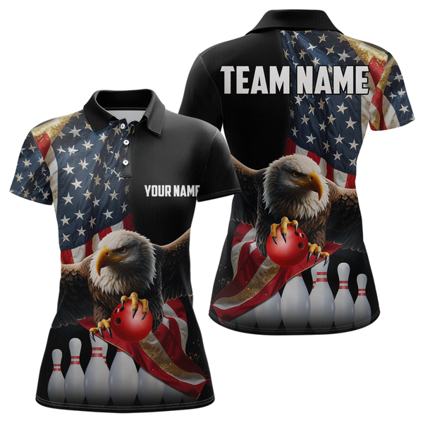 Maxcorners Custom Eagle Bowling Team Jersey American Bowling Polo Shirt for Men Women