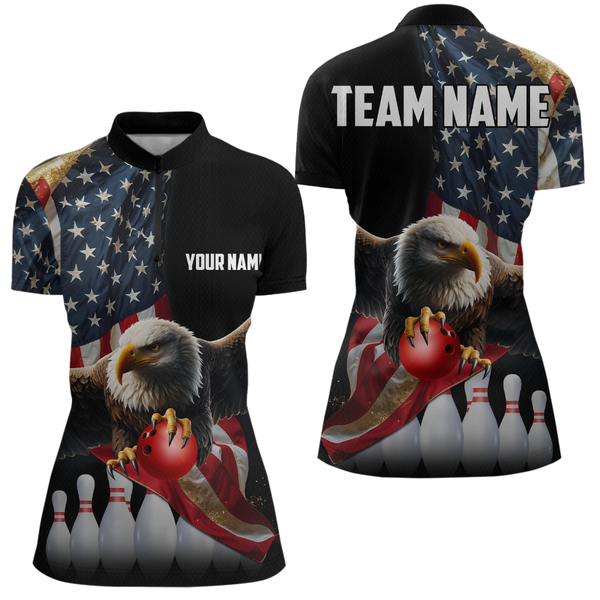 Maxcorners Custom Eagle Bowling Team Jersey American Bowling Polo Shirt for Men Women