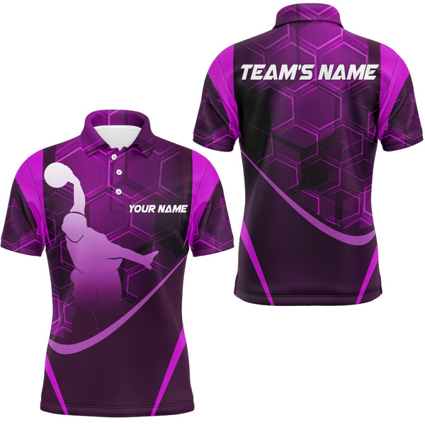 Maxcorners Bowling Hexagon Pattern Multicolor Option Customized Name 3D Shirt