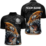 Maxcorners Custom Tiger Bowling Shirt Tiger Bowling Team League Unisex Quarter-Zip Bowling Outfit