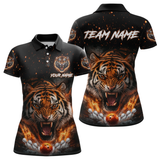 Maxcorners Custom Flame Tiger Bowling Shirt Orange Polo Bowling Jersey for Men and Women Gifts